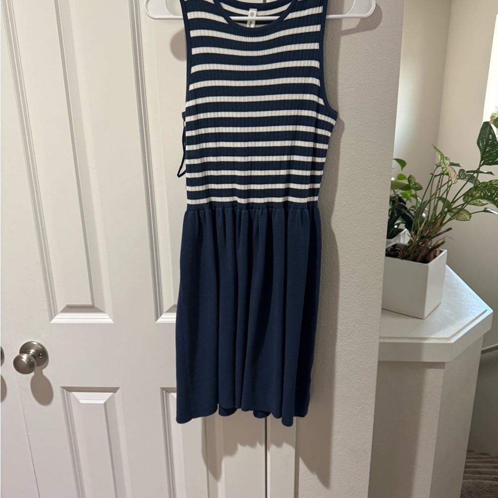 Navy and White Striped  Dress